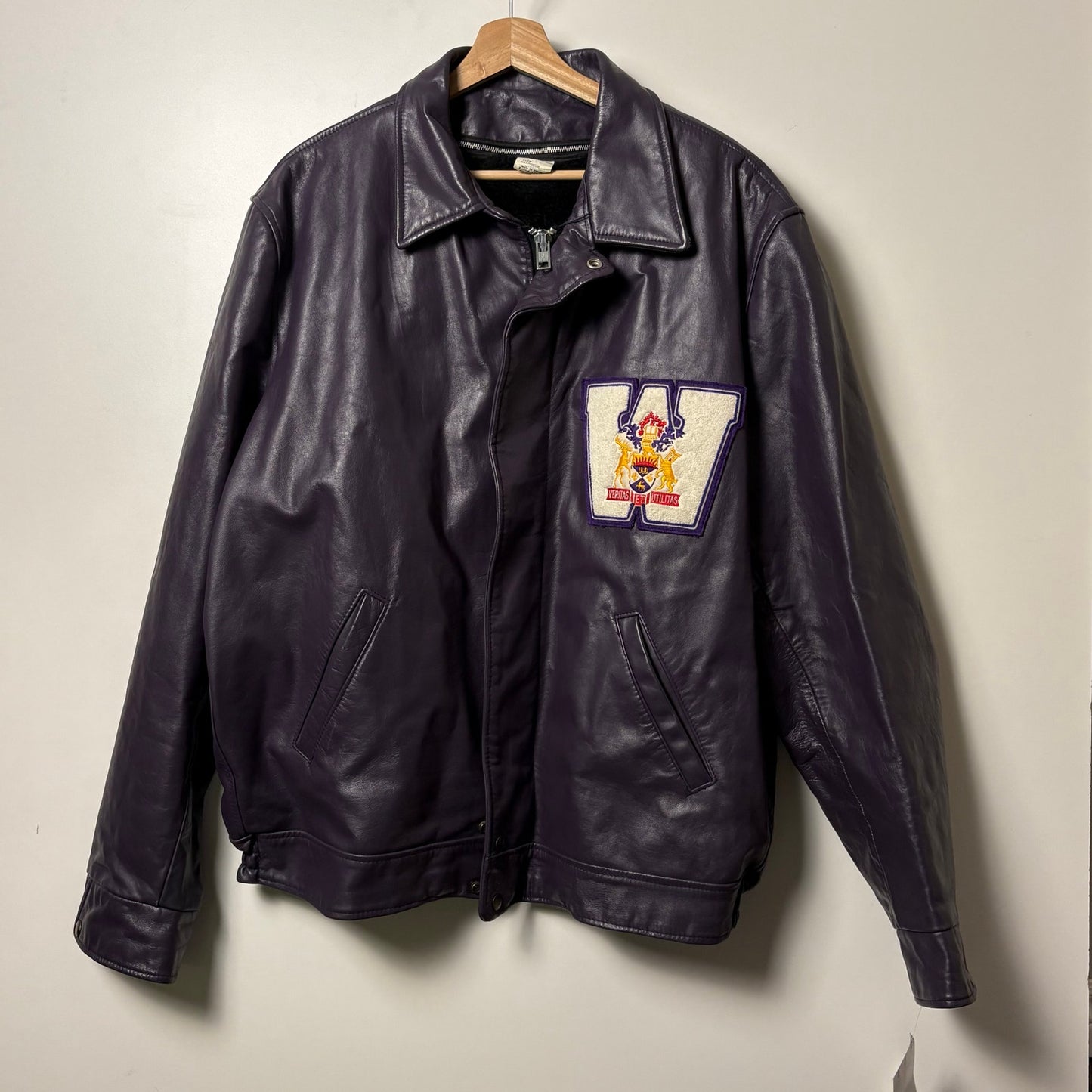Western university purple varsity jacket XL