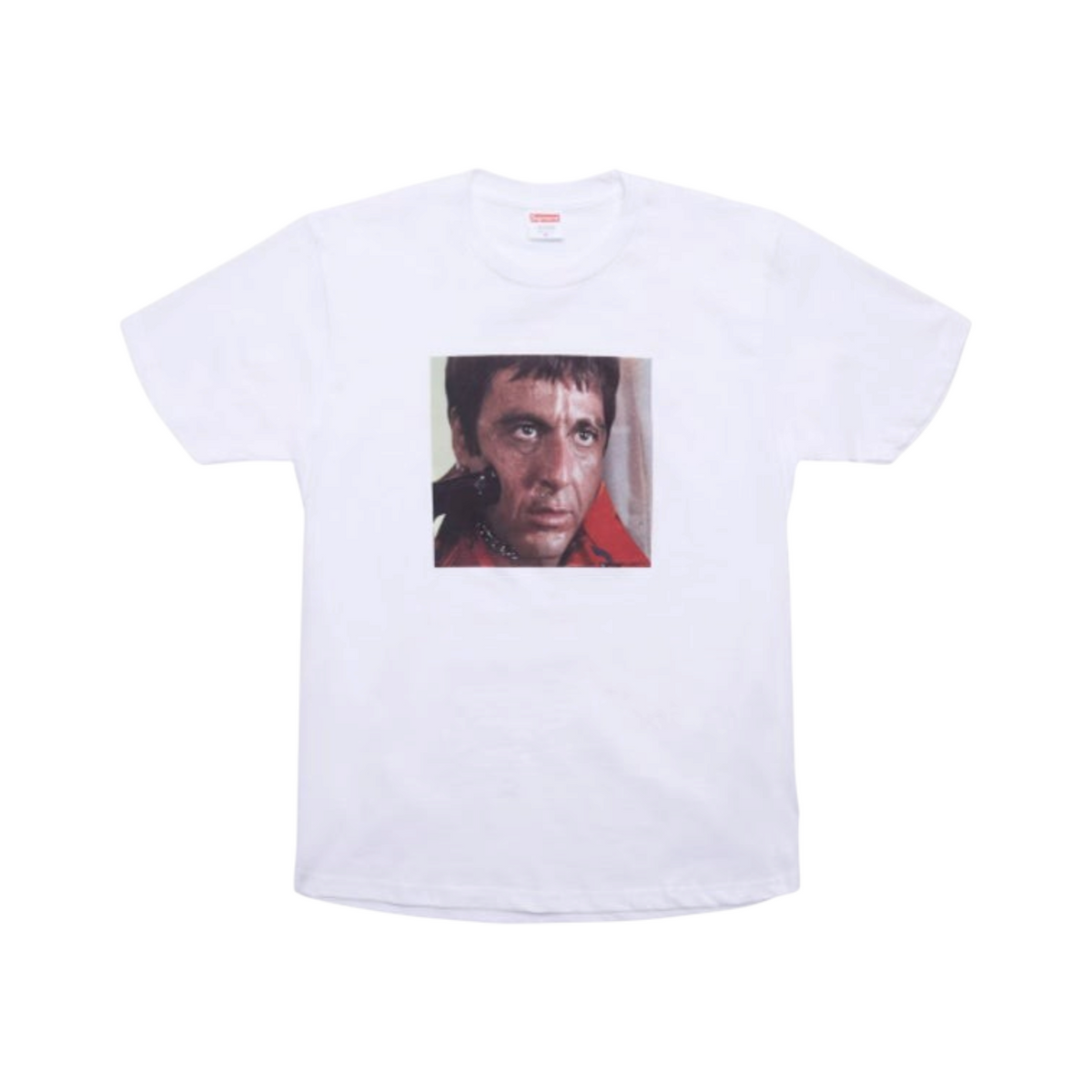 vsresell white Supreme Scarface Shower graphic t-shirt featuring Al Pacino from the 2017 FW collection