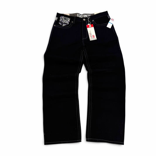 Eckō Unltd Black Embroidered Denim Pants NWT 38x33