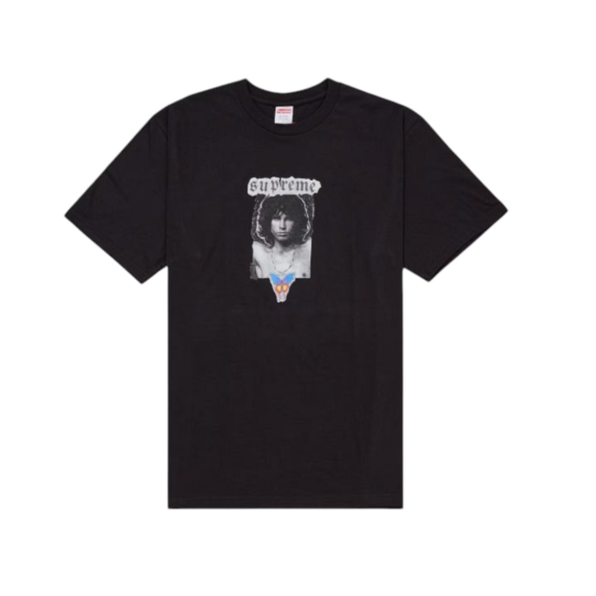vsresell black Supreme Jim Morrison graphic t-shirt with short sleeves and crew neck
