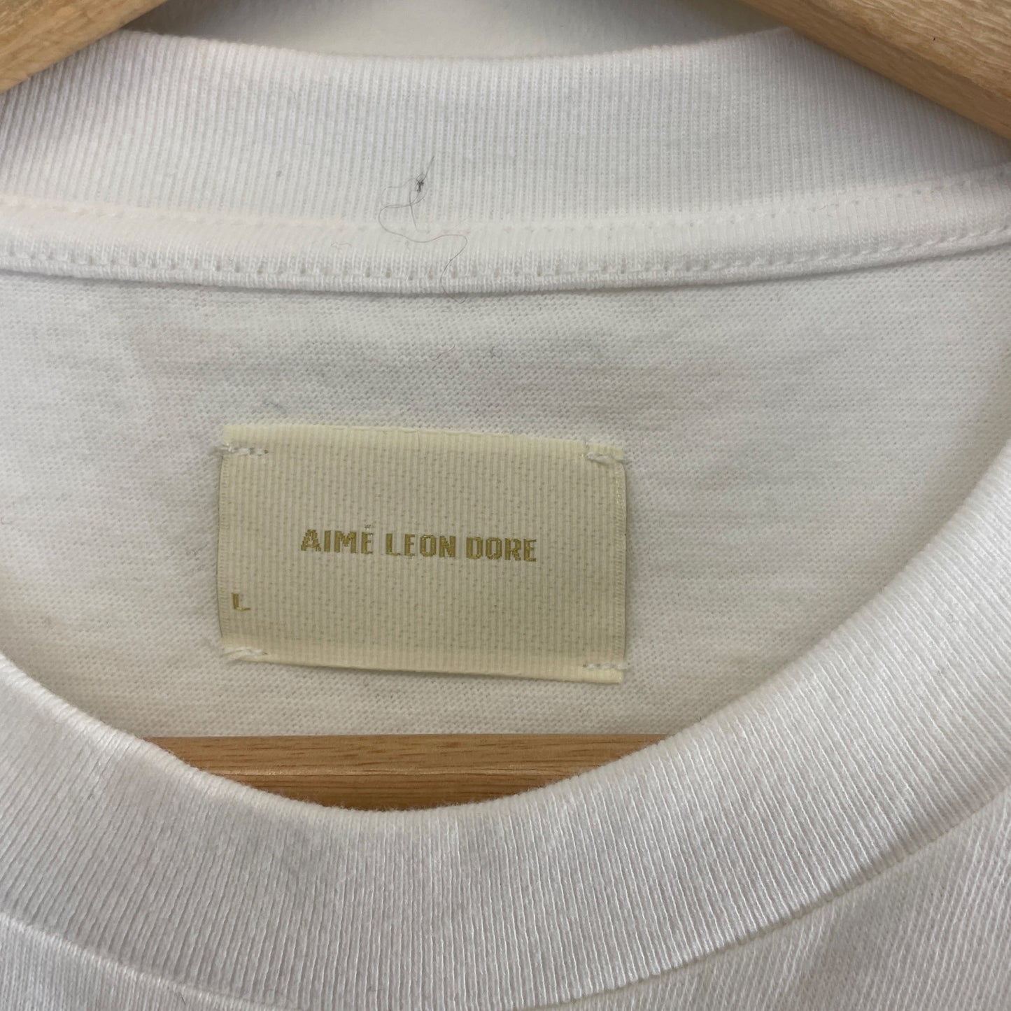 Aime Leon dore spellout logo white t shirt L