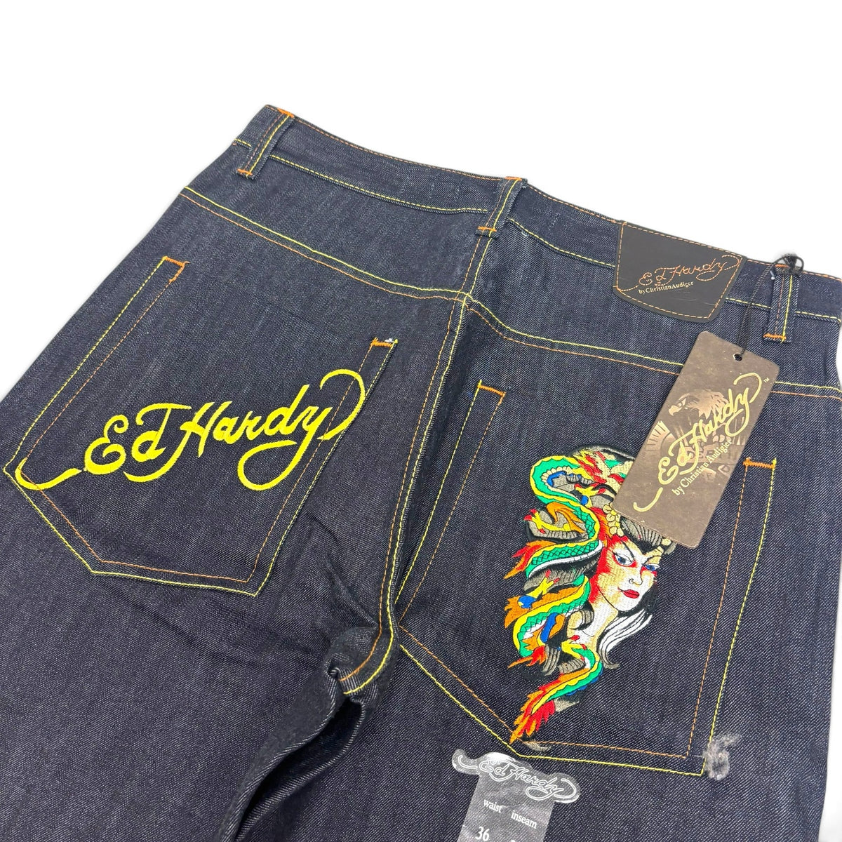 New Y2K Ed Hardy Dragon Lady Jeans 36