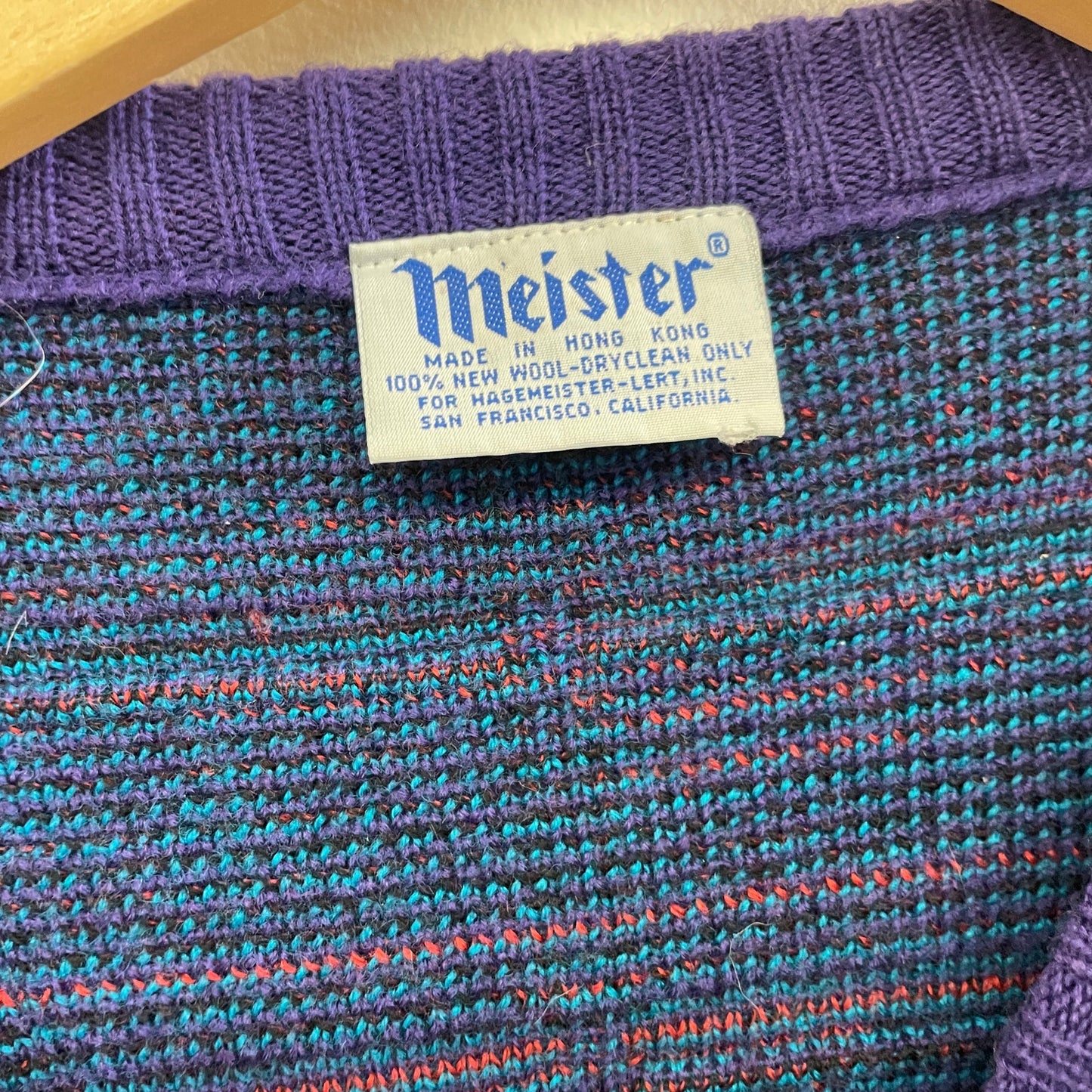 Vintage geometric purple wool knit sweater S