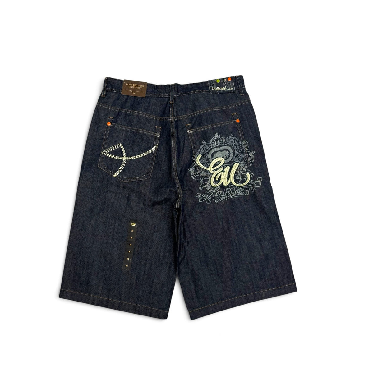 New Vintage Ecko Unltd Embroidered Denim Shorts 36