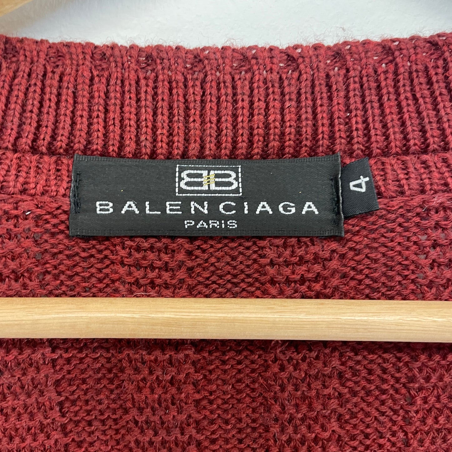 Vintage Balenciaga red knit patterened cardigan sweater L