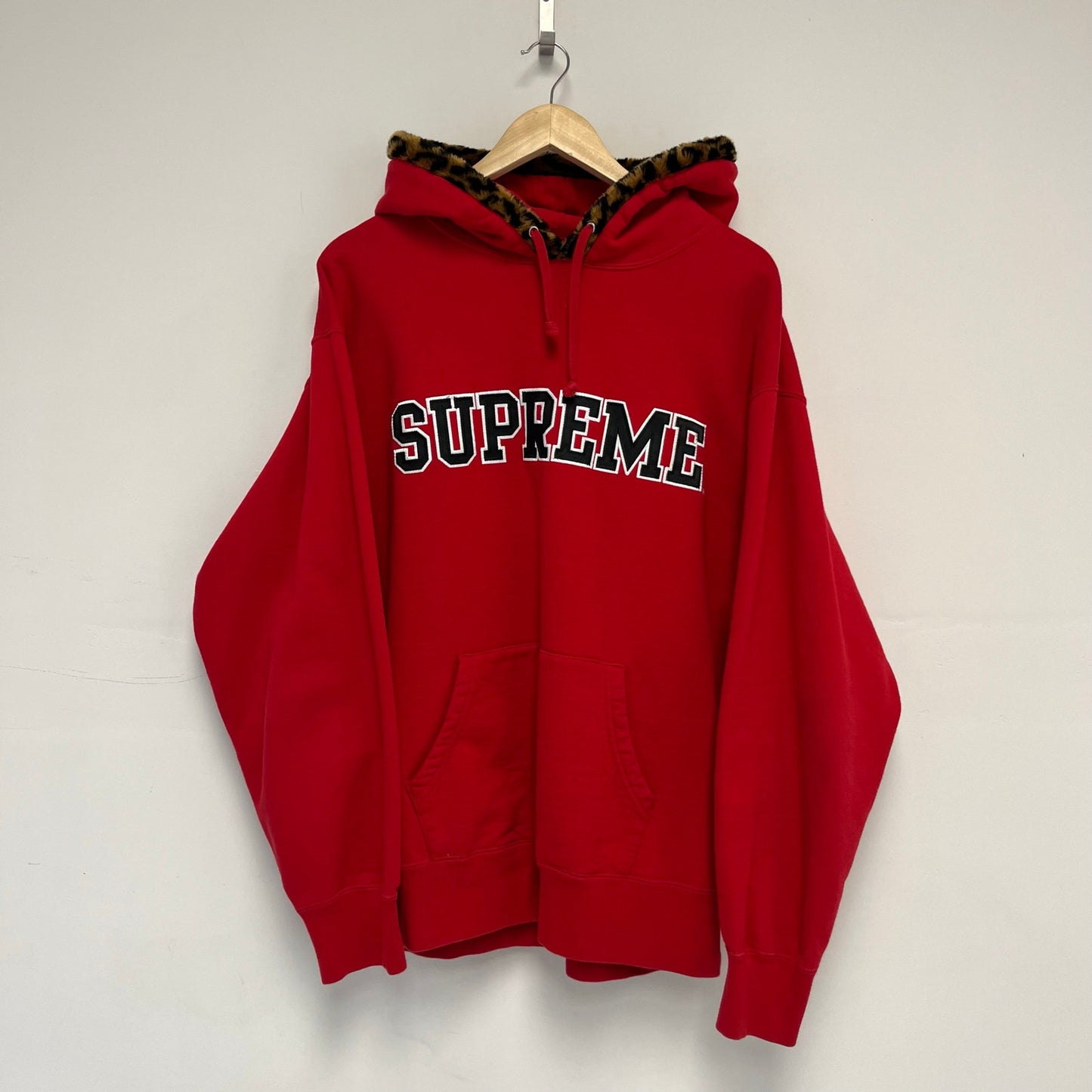Supreme Leopard Trim Hooded Sweater L