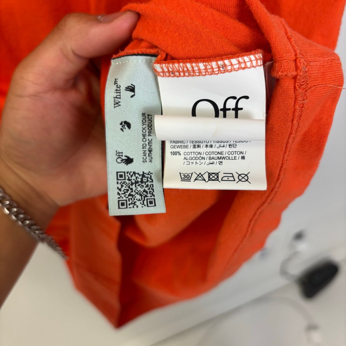 Off-White Stencil Slim Tee Orange/Black M