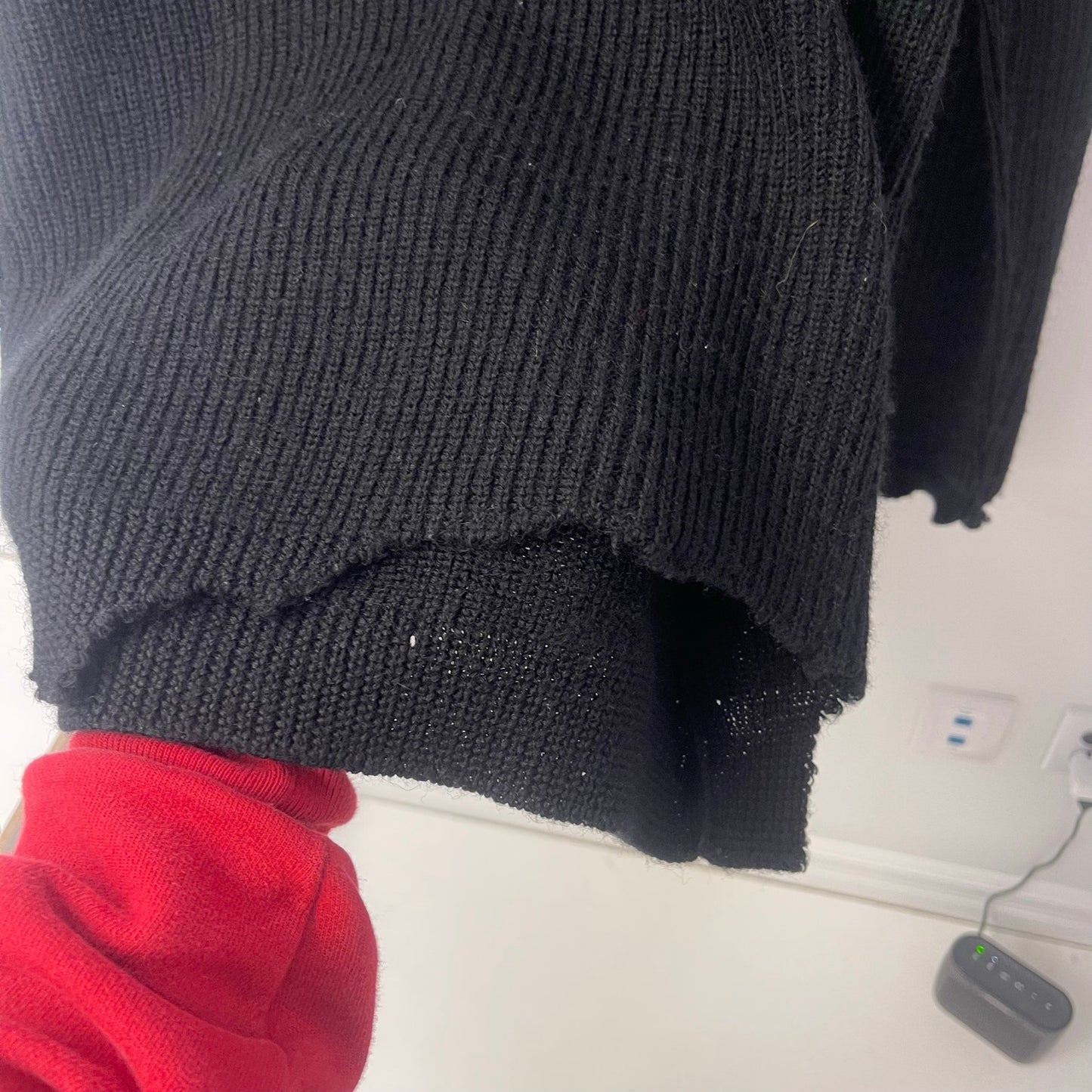 Raf Simons distressed black knit virgin wool sweater L