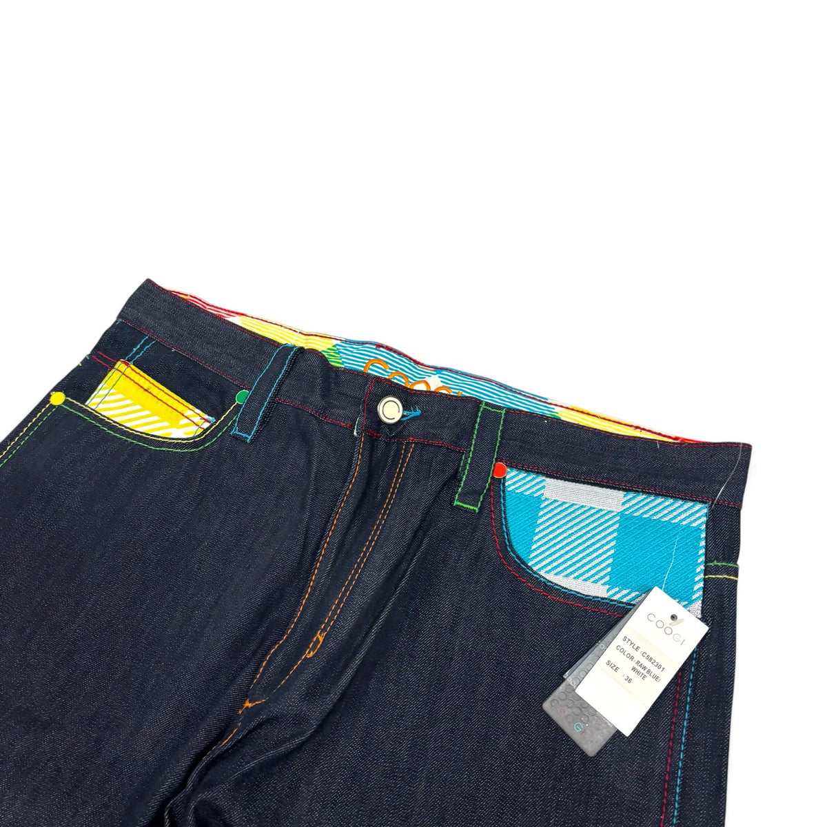 New Vintage Coogi Plaid Print Jeans 36