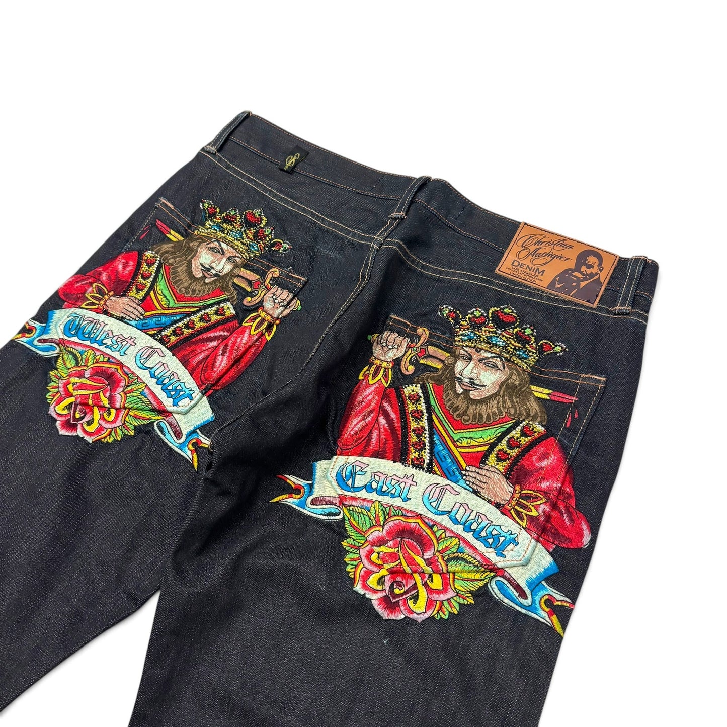 Y2K Christian Audigier East Coast/West Coast King Jeans Size 34
