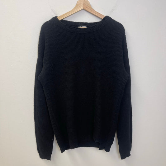 Raf Simons distressed black knit virgin wool sweater L