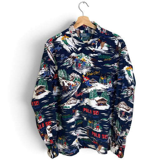 New Polo Ralph Lauren Ski Print Button Up L