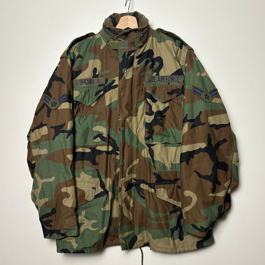 Vintage M65 field camo green military jacket XL