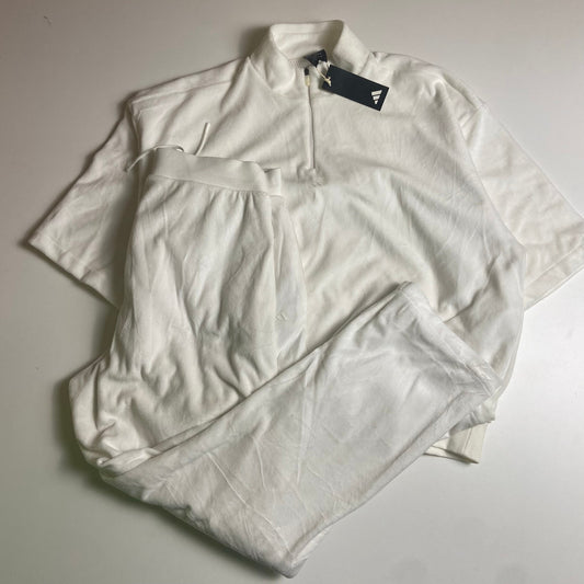 ADIDAS velour white track set NWT M