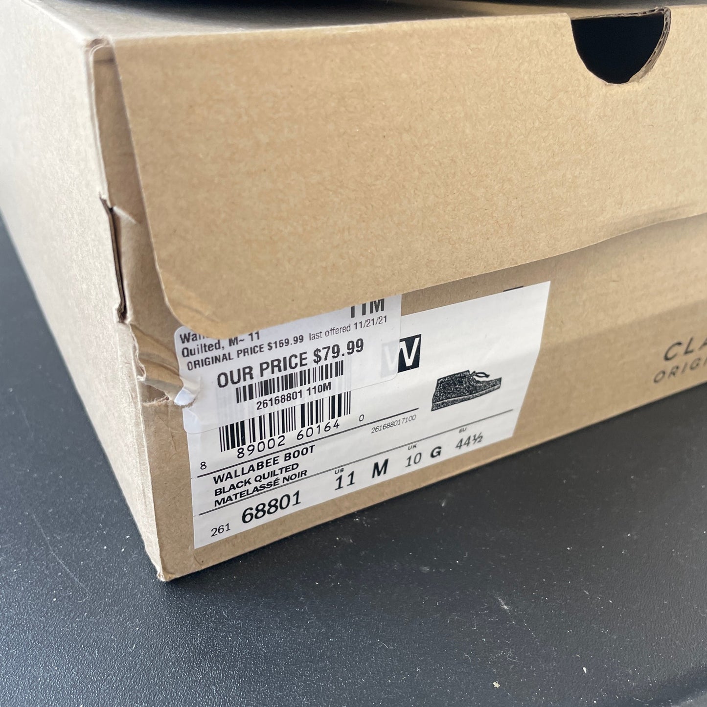 Clarks wallabee black quilted high top 11 US DS