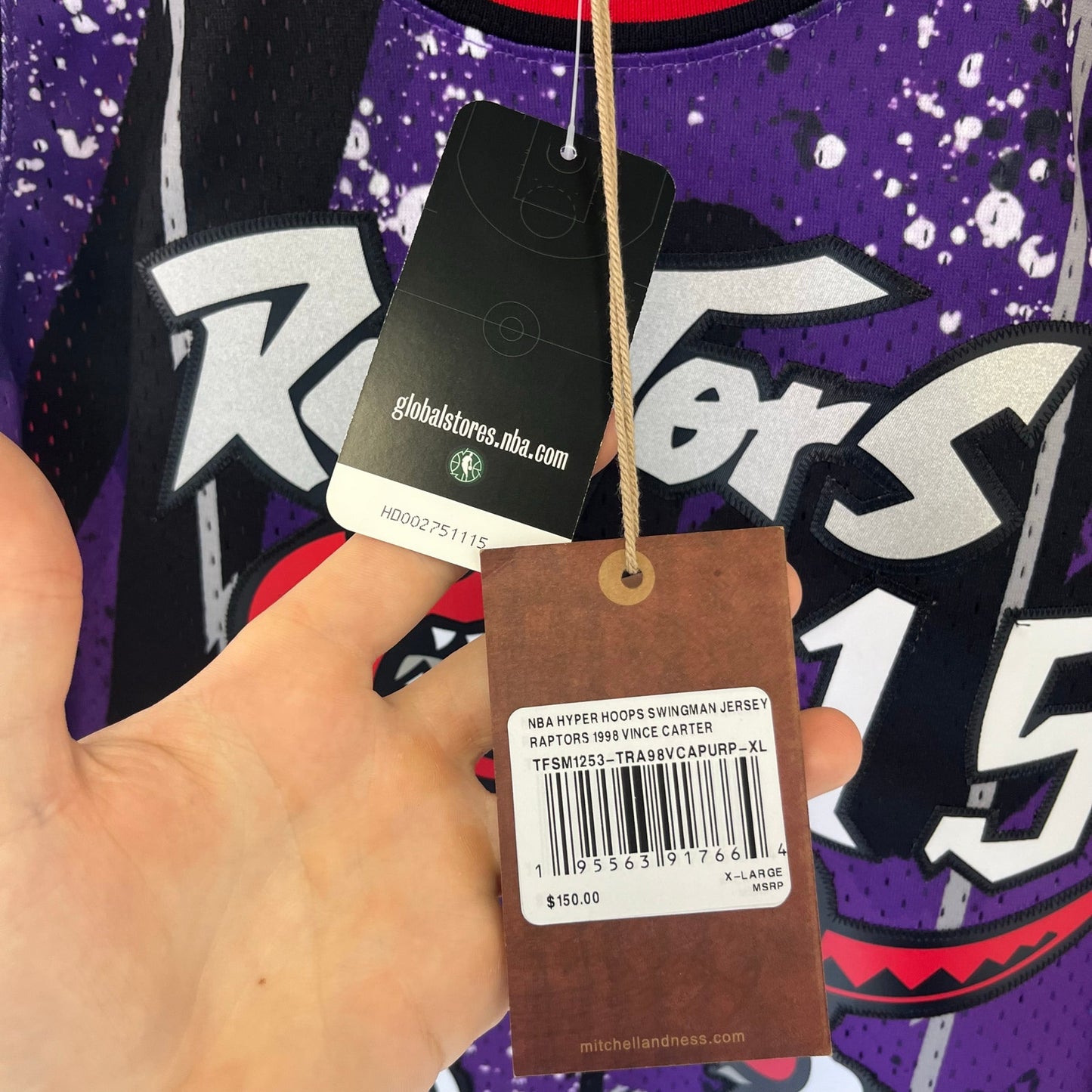 Raptors #15 Carter Throw Back Jersey XL NWT