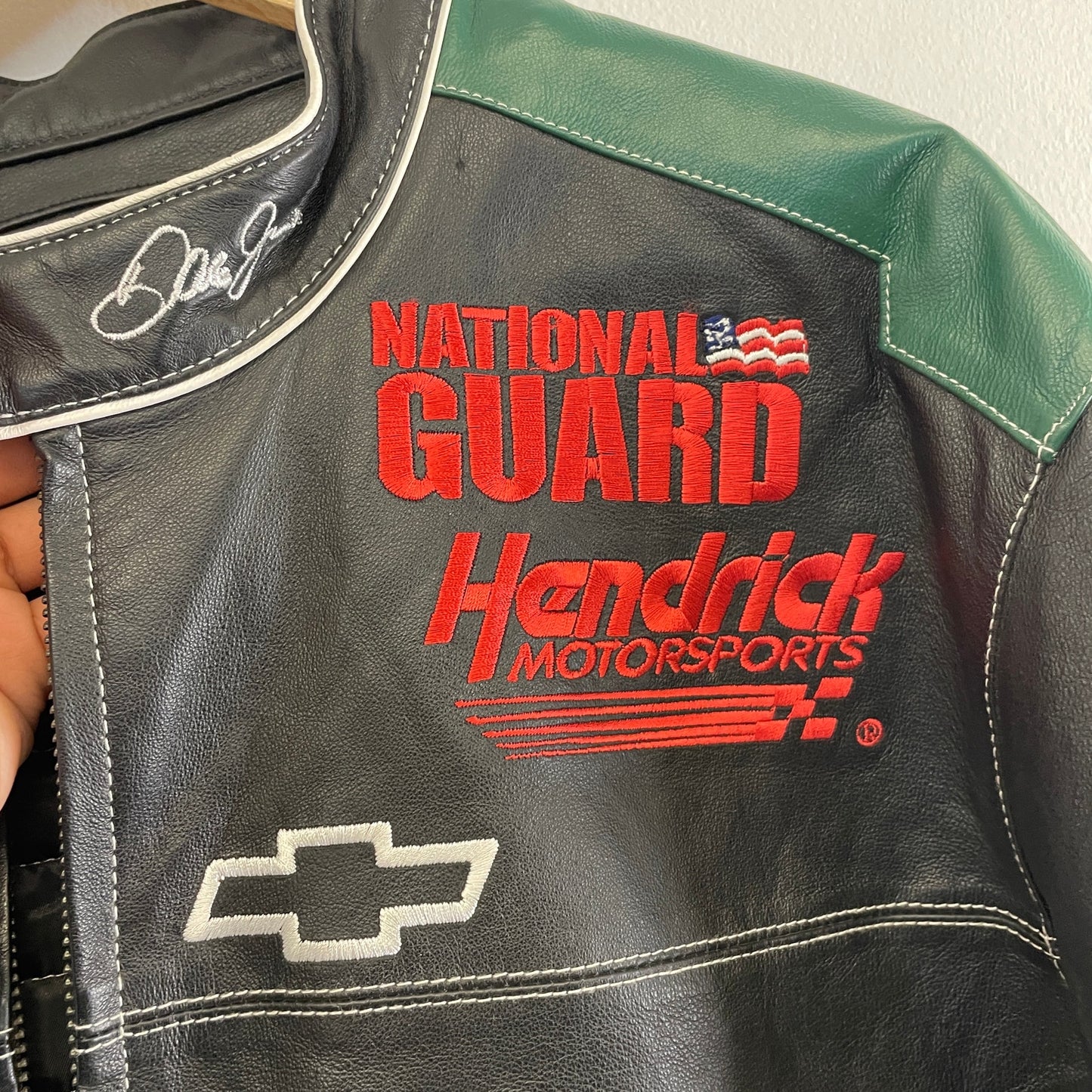 Vintage Dale Jr racing NASCAR Leather Jacket L