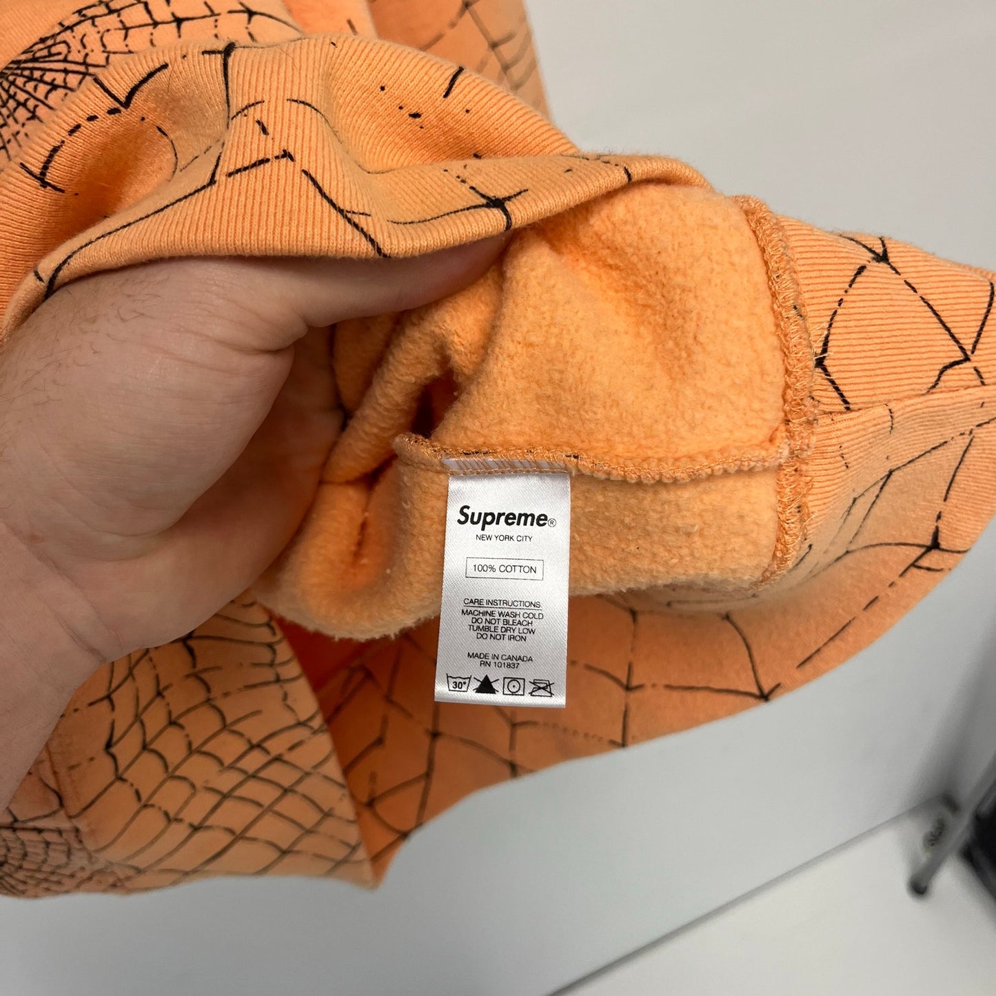 Supreme Spider Web Hoodie peach 2016 XL