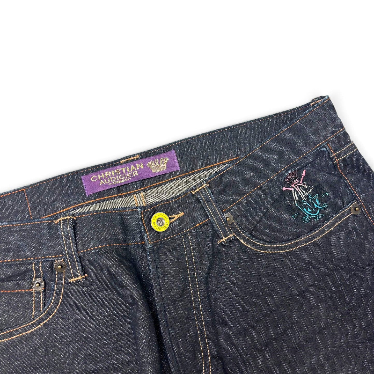 Y2K Christian Audigier East Coast/West Coast King Jeans Size 34