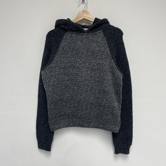 T by Alexander Wang gray crochet wool hoodie pullover M