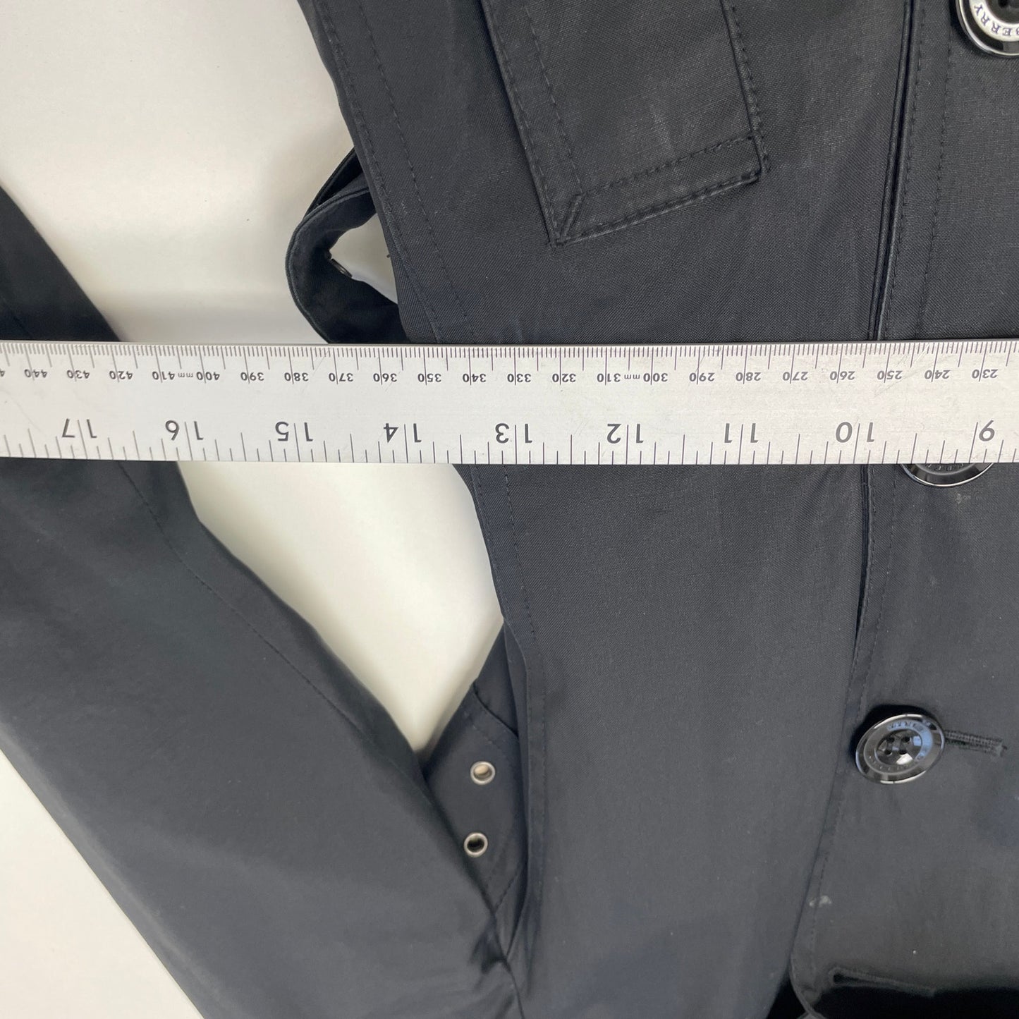 Vintage burberry brit nova check black trench coat S