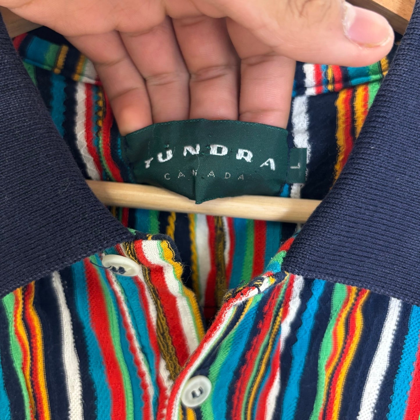 Vintage tundra 3d knit polo shirt L