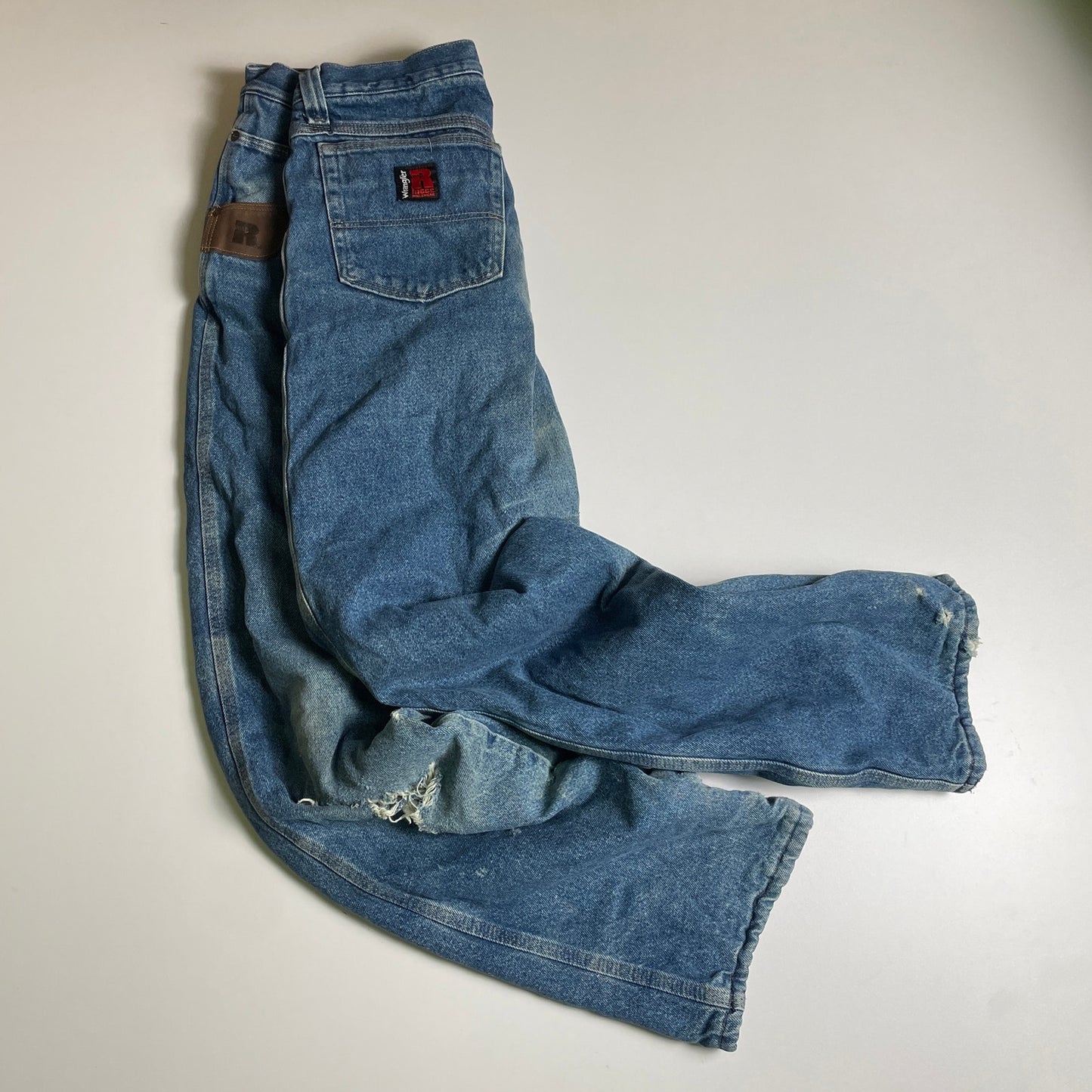 Wrangler fleece lined distressed work jeans 33x34