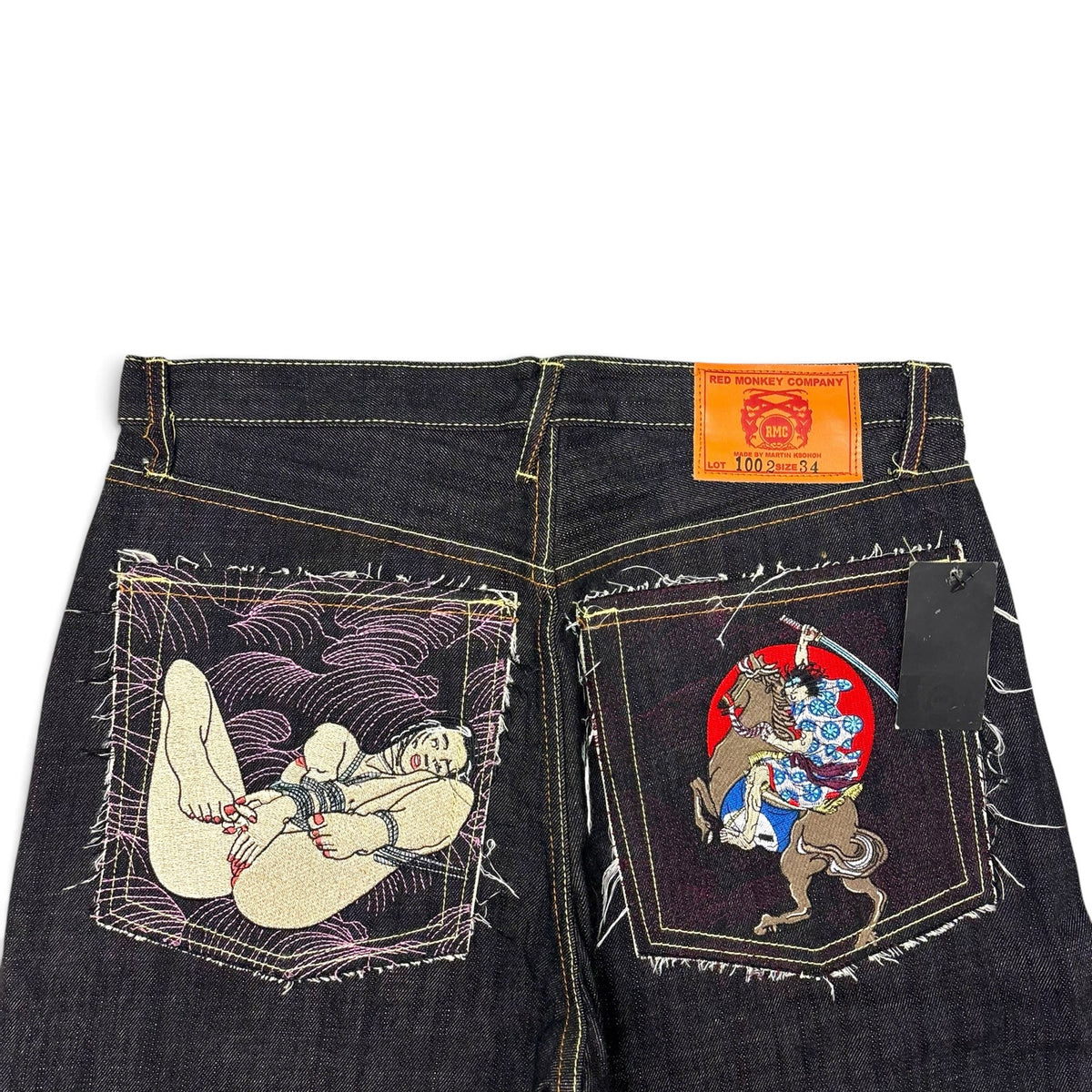 New Vintage RMC Red Monkey 2008 Erotic Ukiyo-e Raw Selvedge Jeans 34