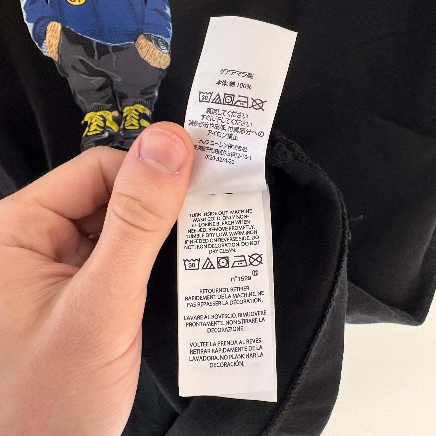 Polo Ralph Lauren Black Polo Bear T-Shirt L DS