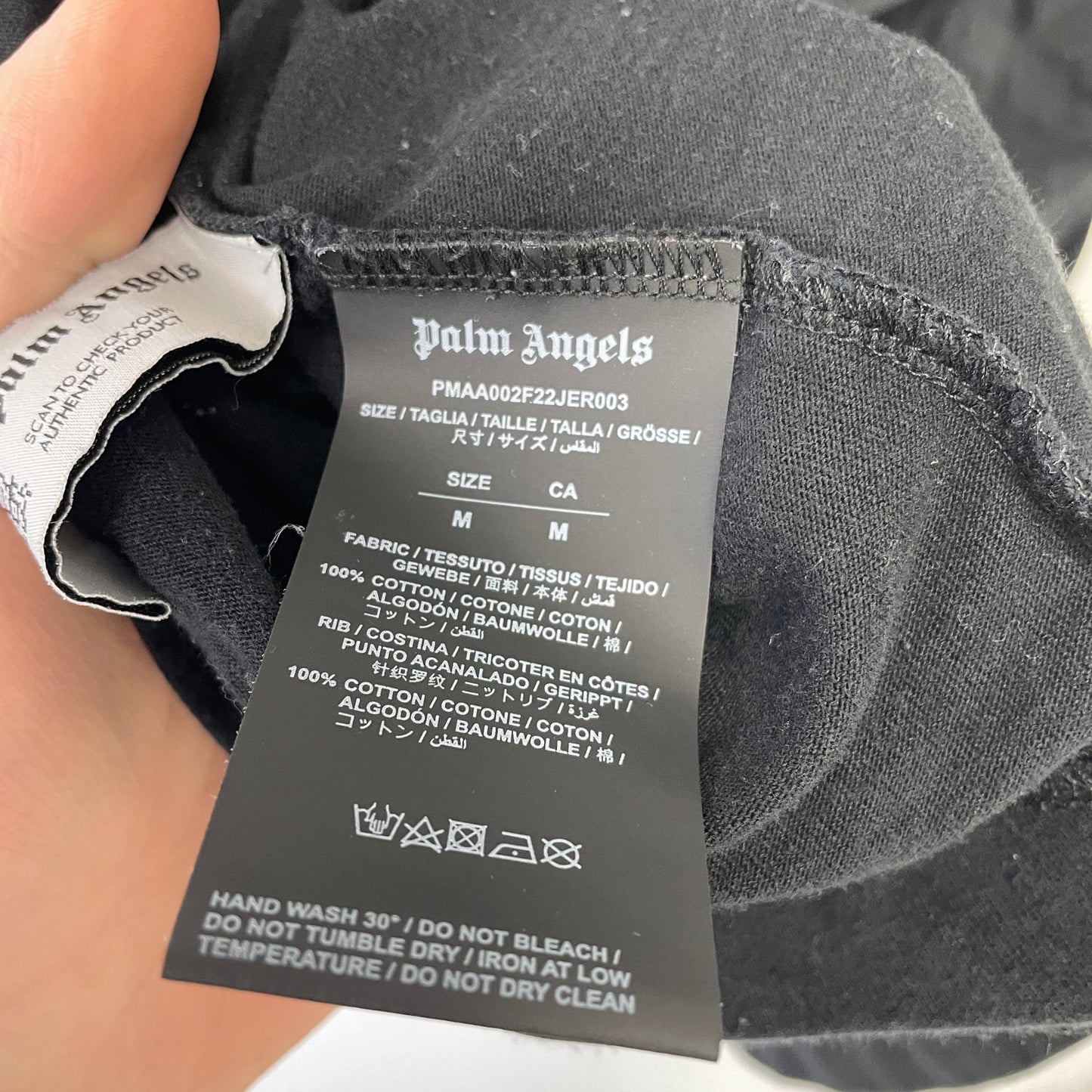 Palm angels curved back print collar logo tee M