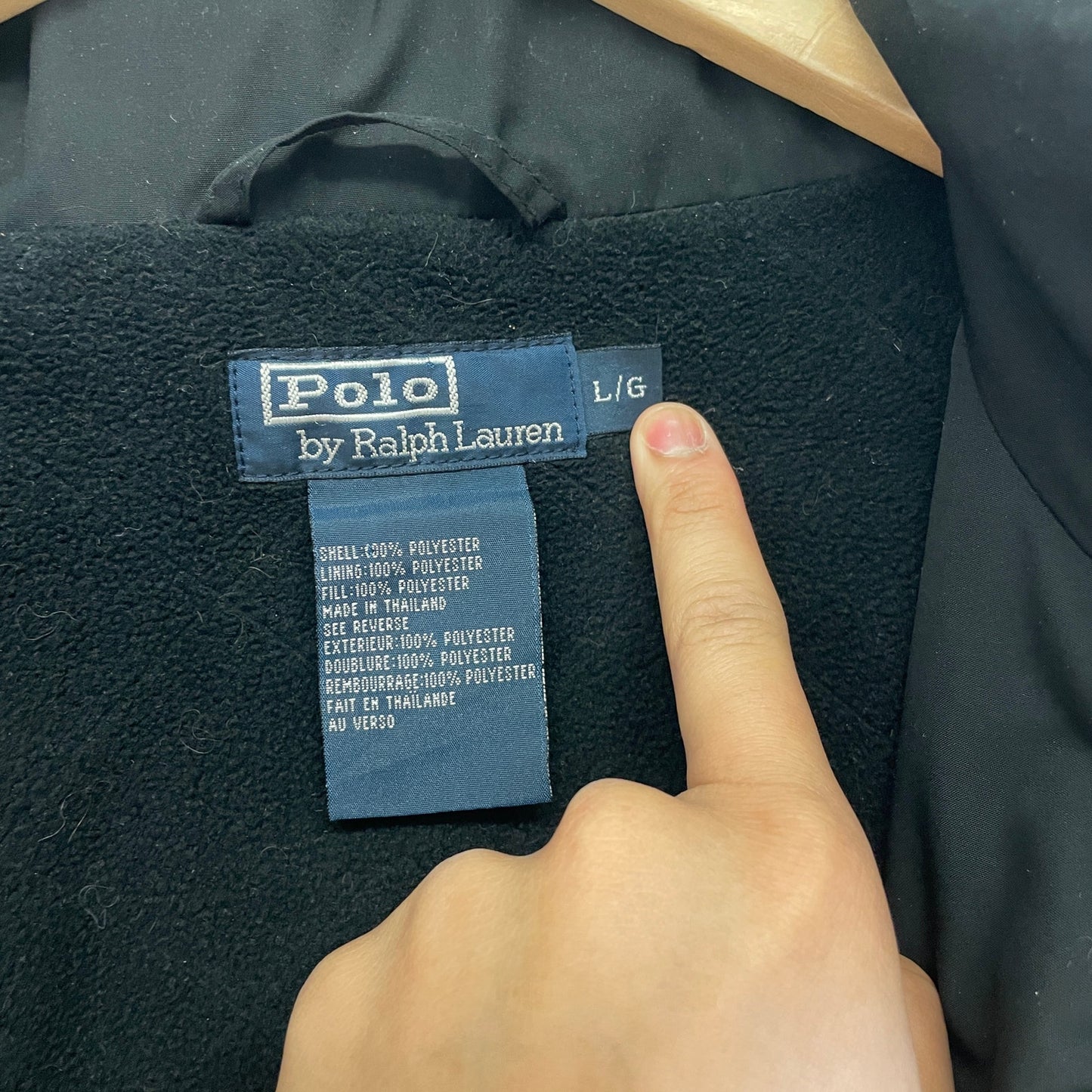 Polo fleece lined windbreaker blue jacket L