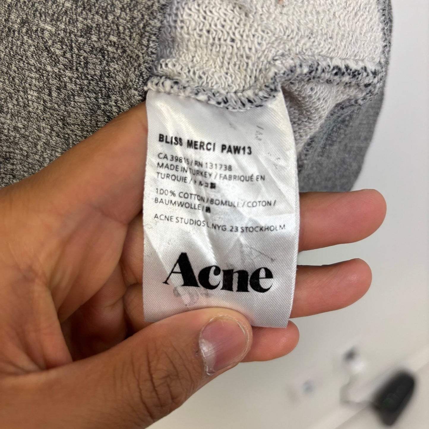 Acne Studios zip up grey hoodie S