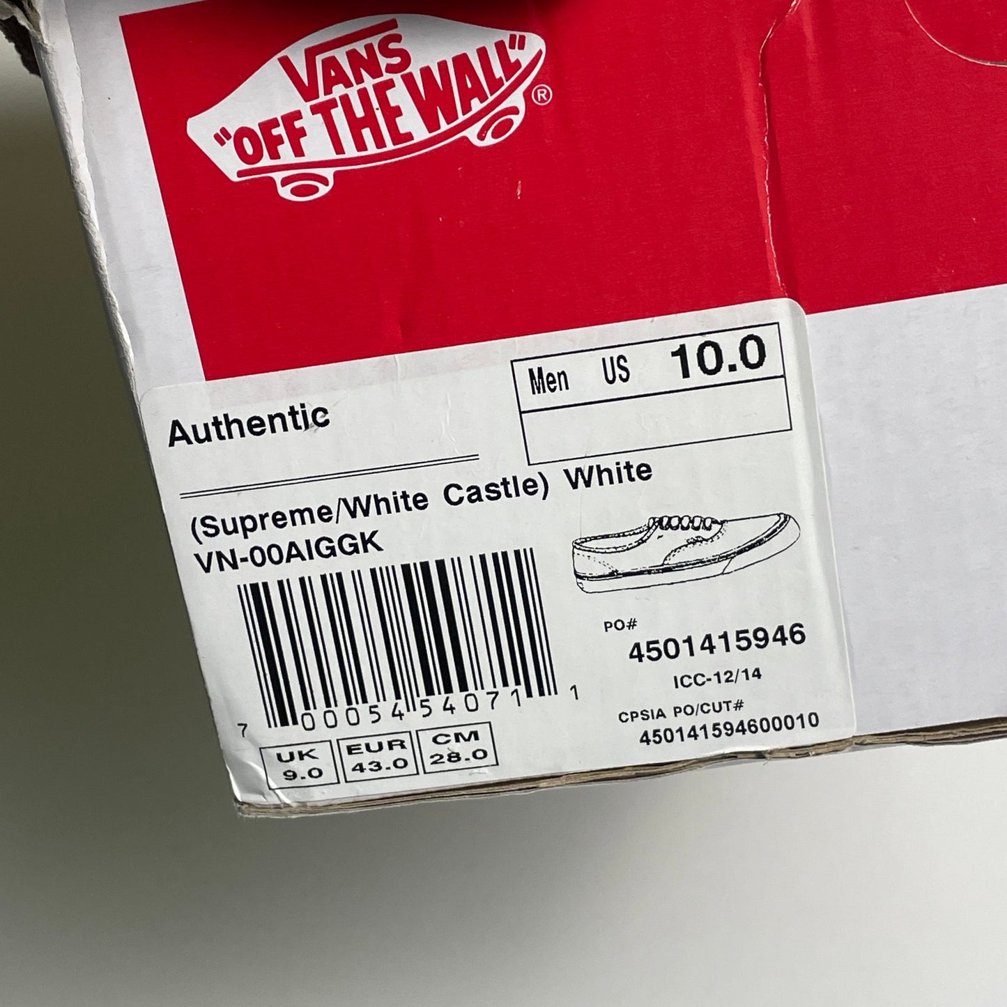 Supreme vans x white castle