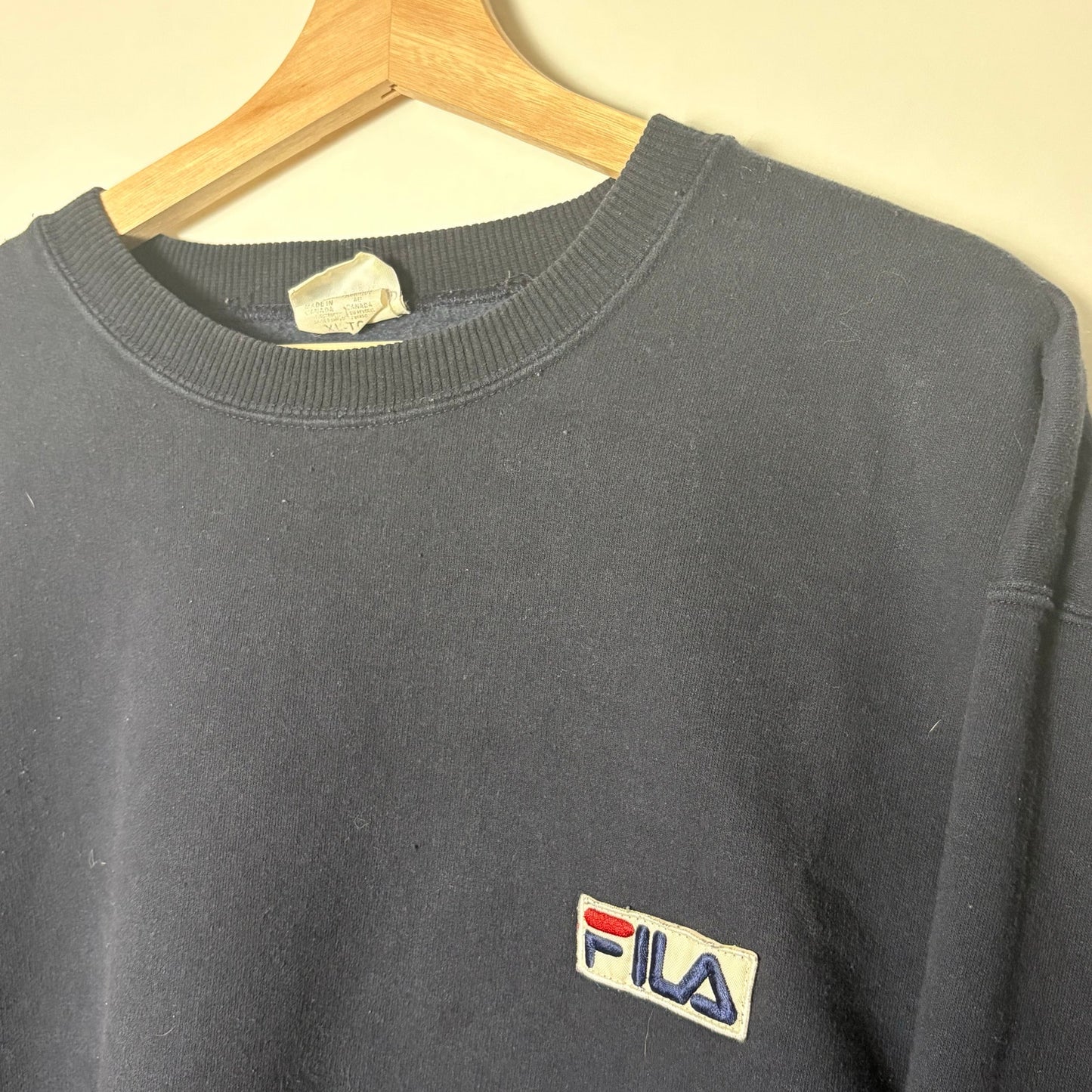 Vinatge Fila Biella navy blue boxy crewneck L