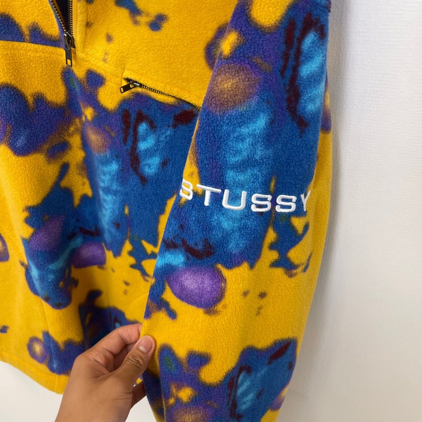 Stussy Half Zip Polar Mock tye dye fleece sweater M