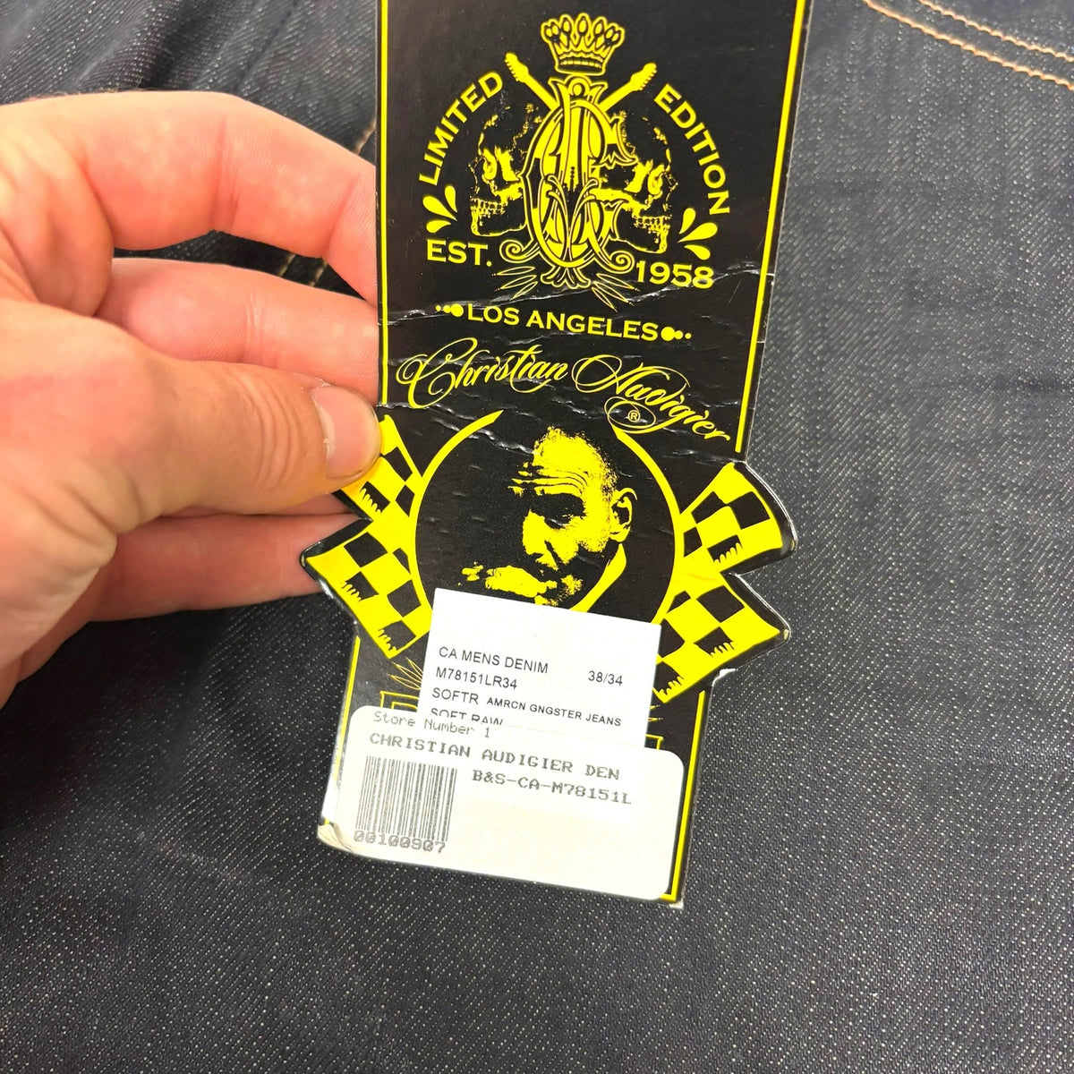 New Vintage Christian Audigier Skull Embroidery Jeans 38