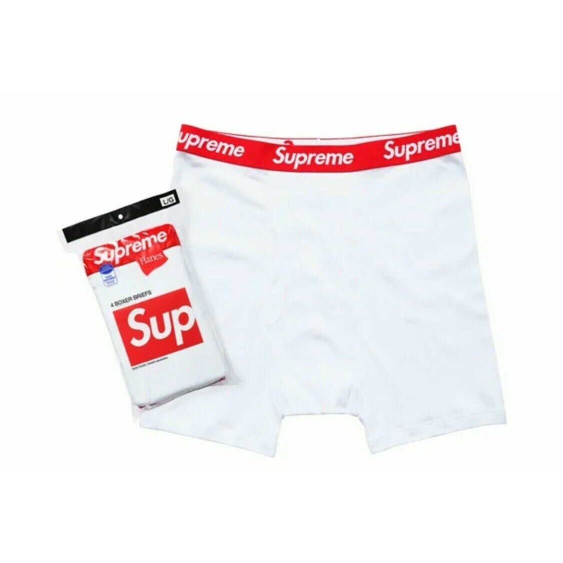 Supreme Hanes Boxer Briefs 4 Pack White M