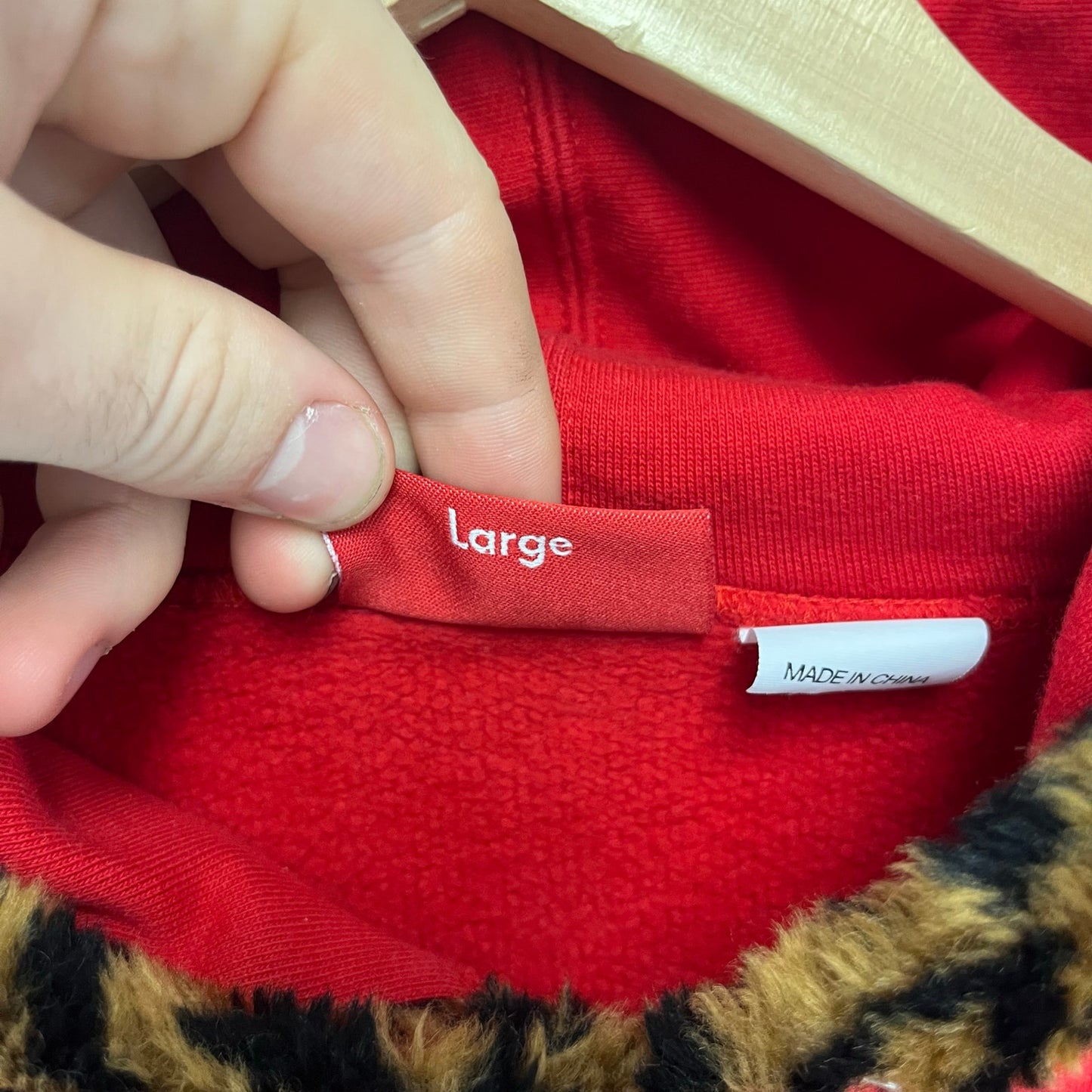 Supreme Leopard Trim Hooded Sweater L