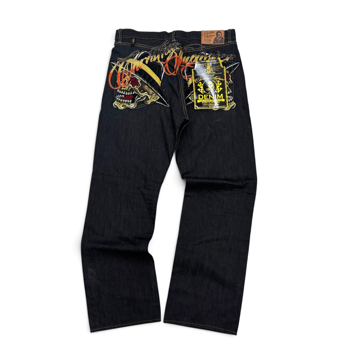 New Vintage Christian Audigier Skull Embroidery Jeans 38