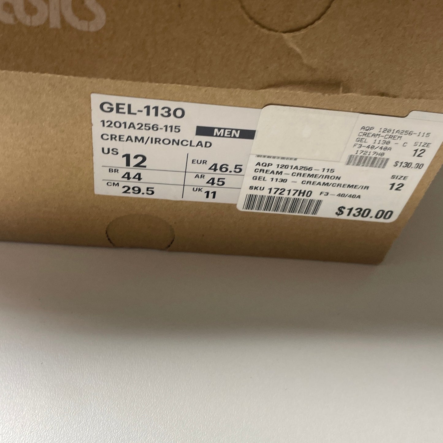 Asics gel-1130 cream ironclad 9, 10, 11, 12 DS