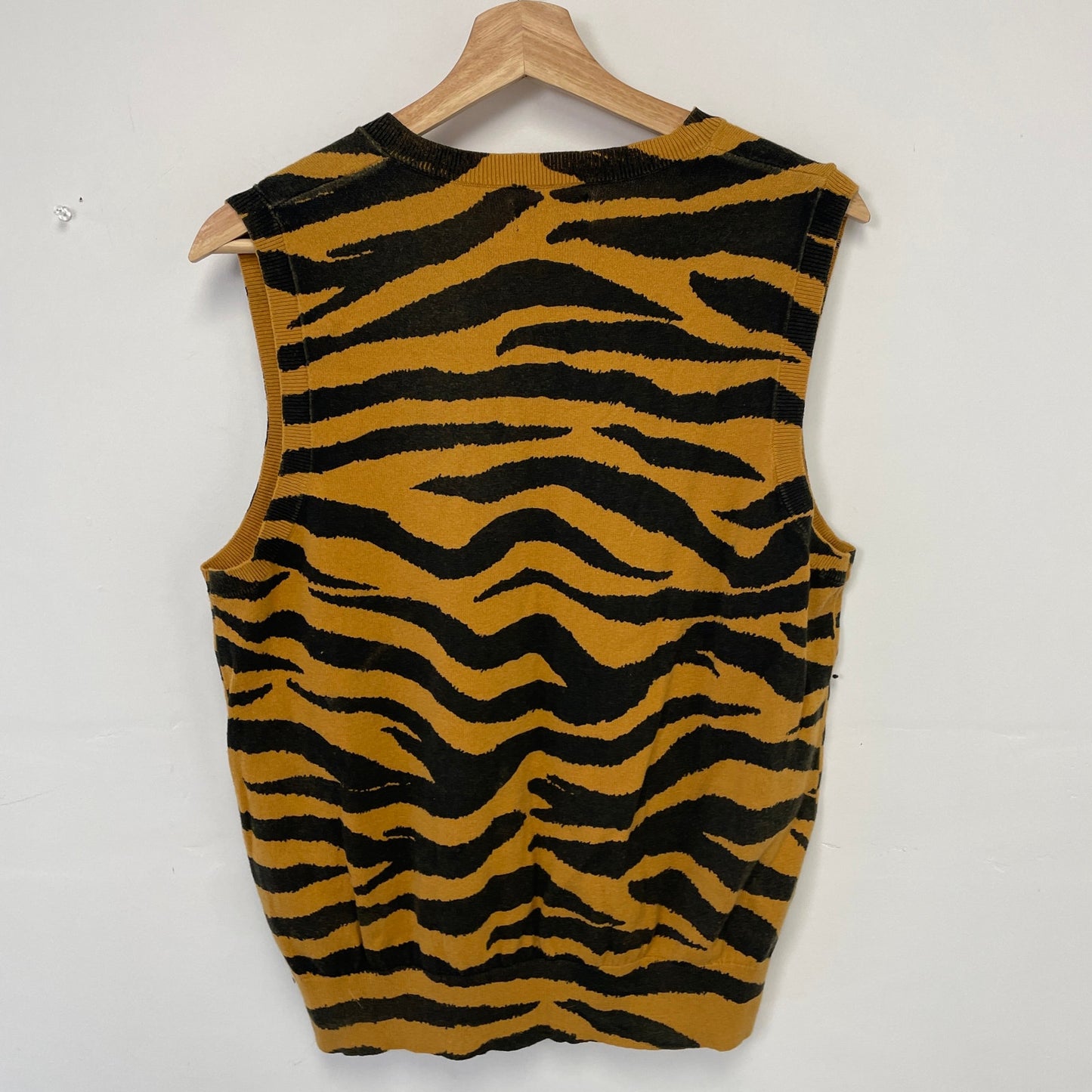 Stussy Tiger Printed Sweater Vest striped Mustard S