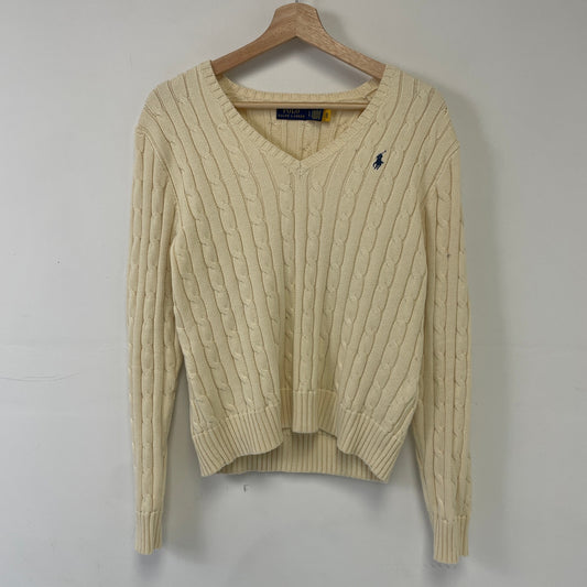 Polo Ralph Lauren V-Neck cable knit Sweater L (W)