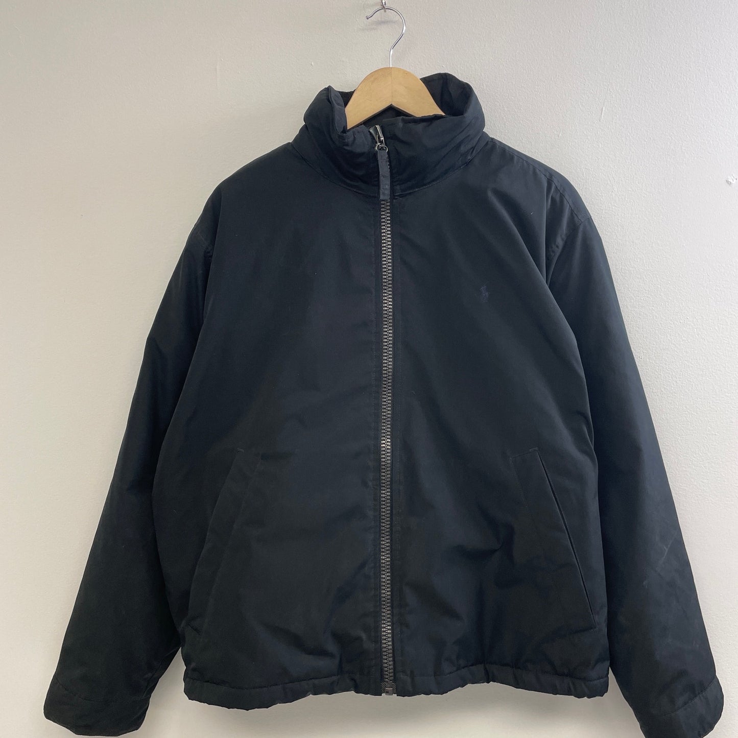 Polo fleece lined windbreaker blue jacket L