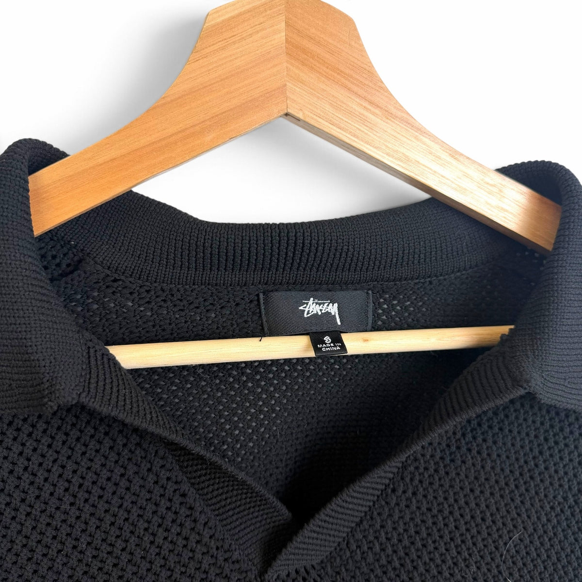 Stussy Open-Knit Polo V-Neck S