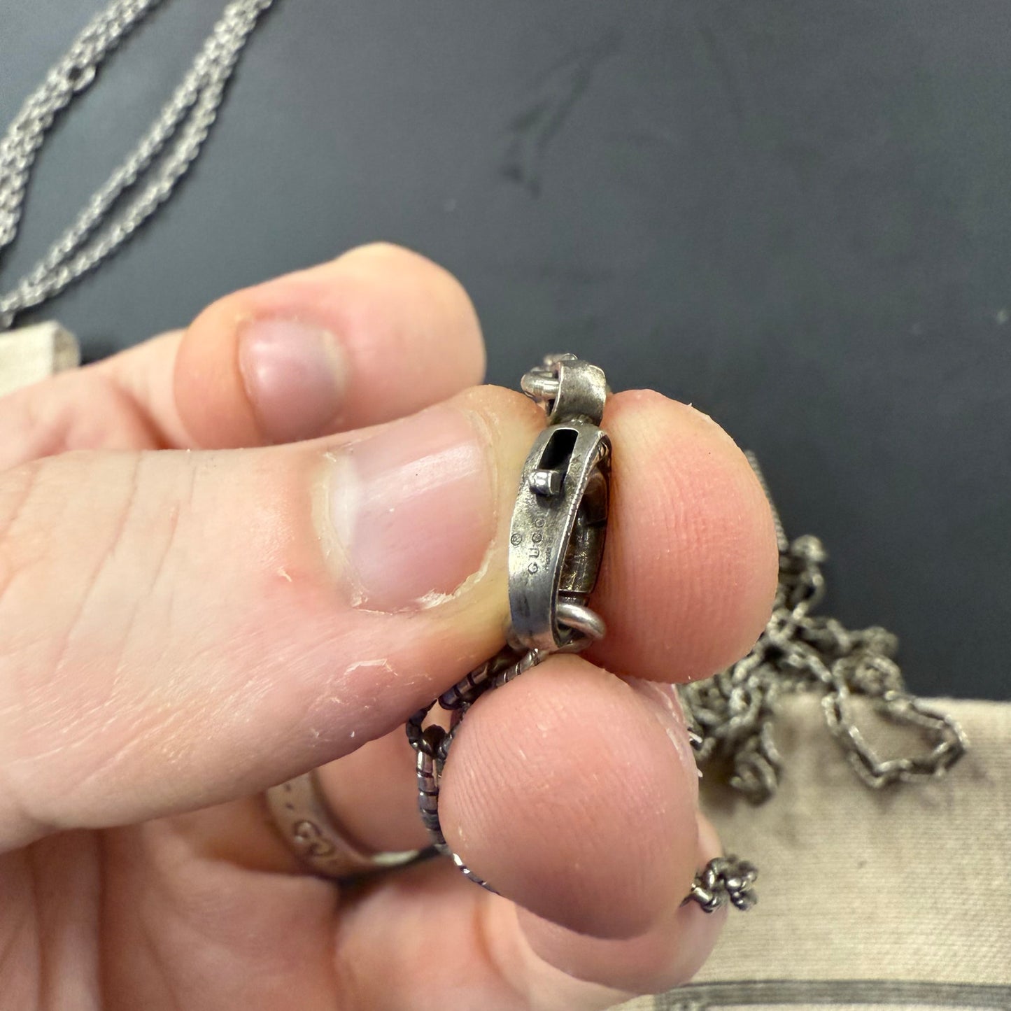 Gucci Silver Square G Cross Necklace