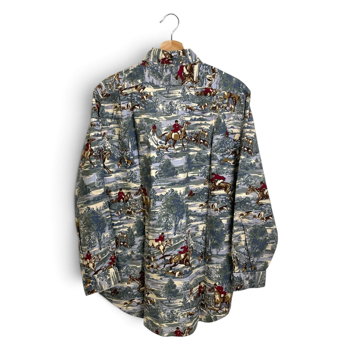 New Polo Ralph Lauren Equestrian Horses Print Button Up L