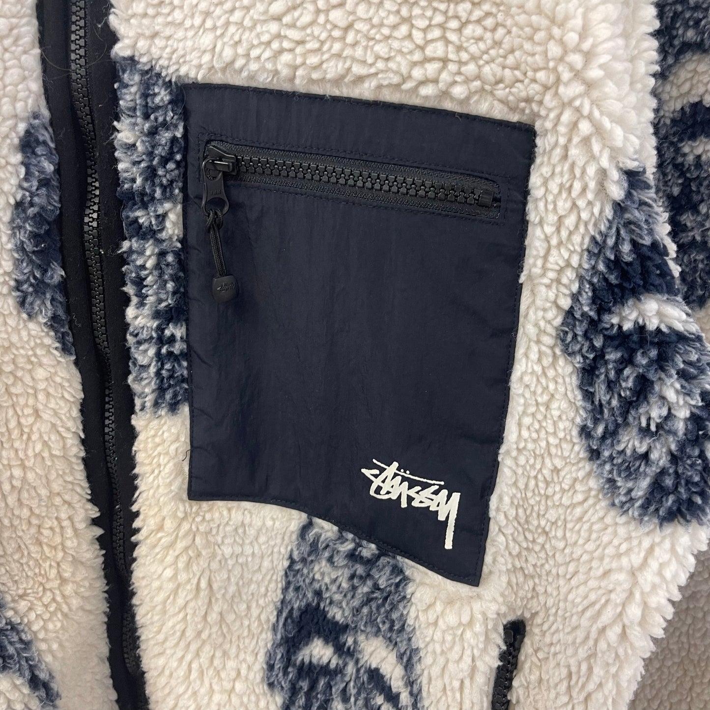 Stussy Mask Jacquard Sherpa Jacket Fleece M