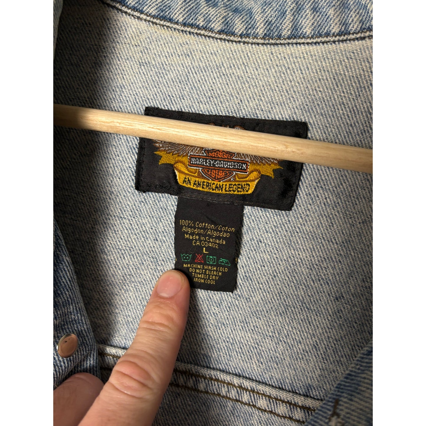 Vintage Harley Davidson biker denim vest jacket L