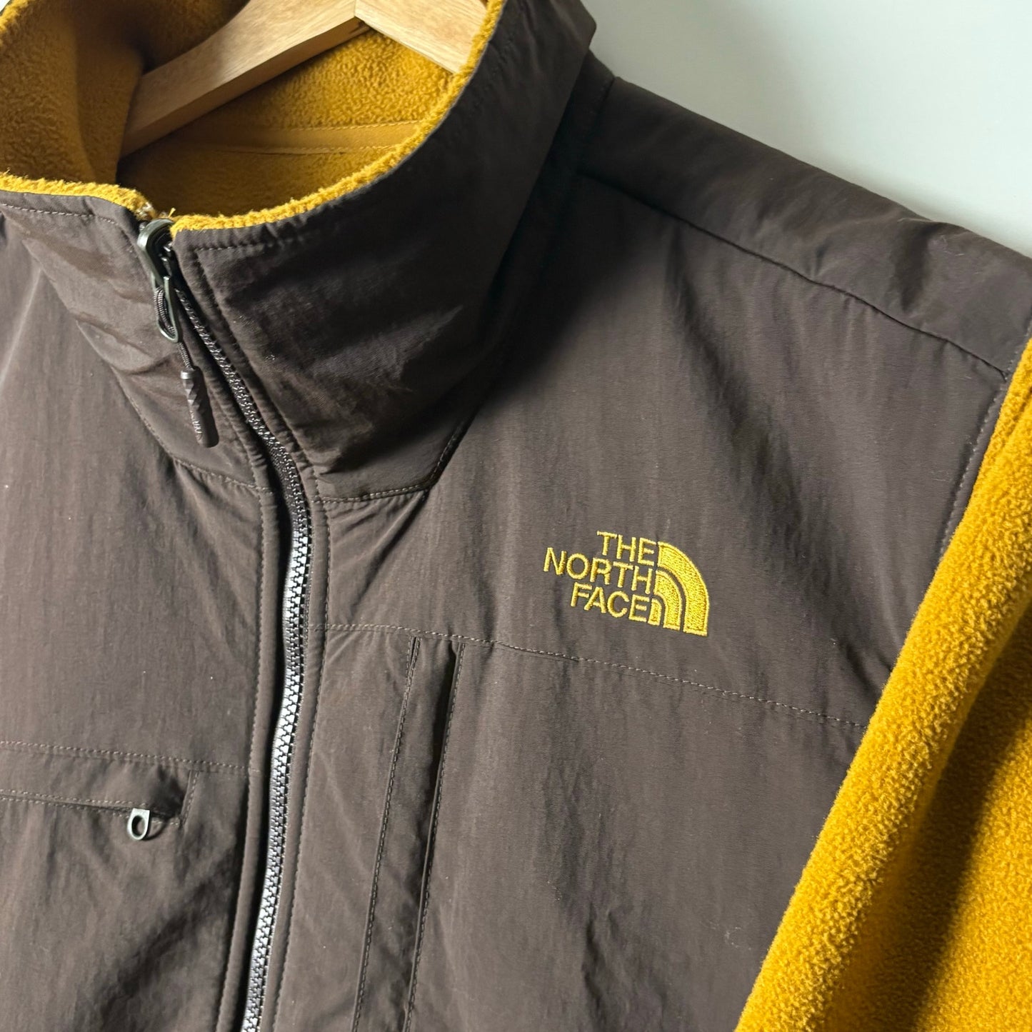 The North Face Denali yellow brown fleece zip jacket L
