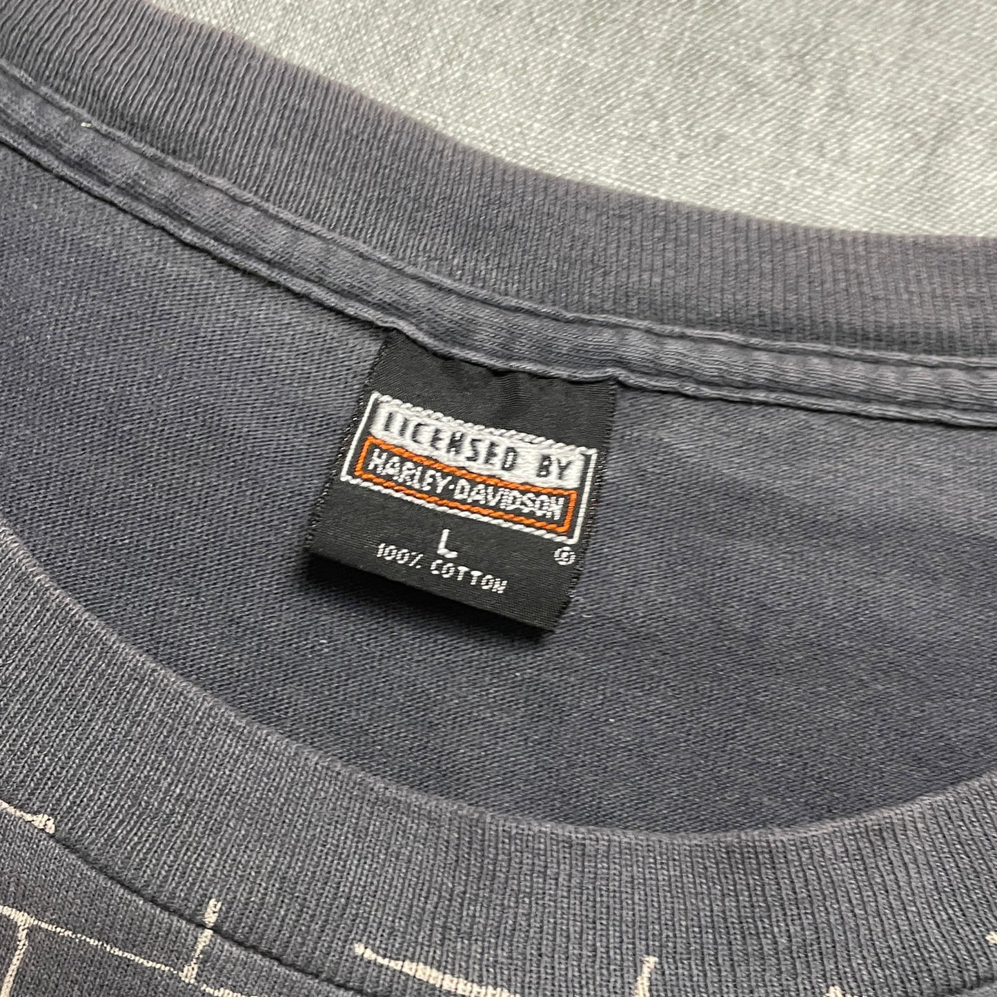 Harley Davidson vintage AOP bike tee L